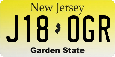 NJ license plate J18OGR