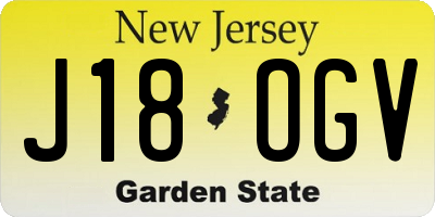 NJ license plate J18OGV