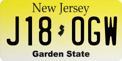 NJ license plate J18OGW