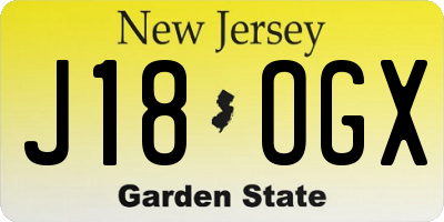 NJ license plate J18OGX