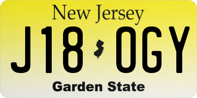 NJ license plate J18OGY