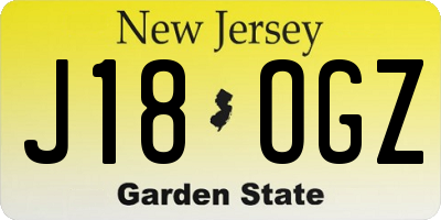 NJ license plate J18OGZ