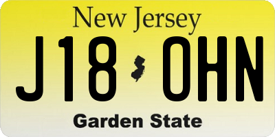 NJ license plate J18OHN