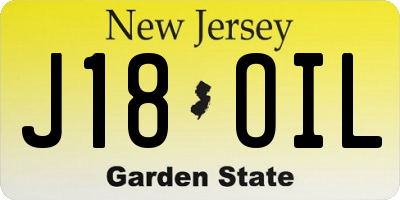 NJ license plate J18OIL