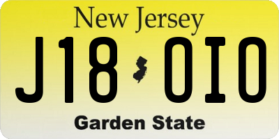 NJ license plate J18OIO