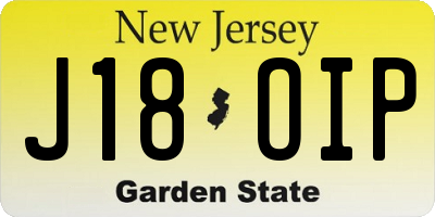 NJ license plate J18OIP
