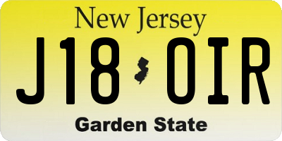 NJ license plate J18OIR