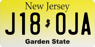 NJ license plate J18OJA