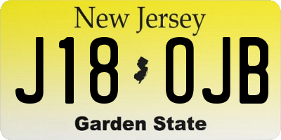 NJ license plate J18OJB