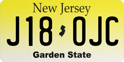 NJ license plate J18OJC
