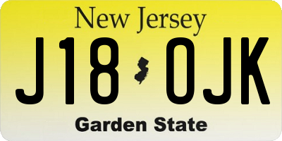 NJ license plate J18OJK