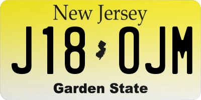 NJ license plate J18OJM
