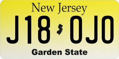 NJ license plate J18OJO