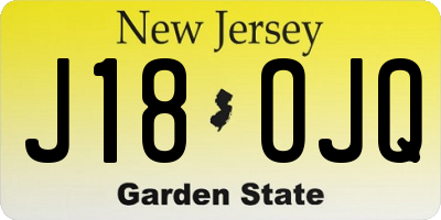 NJ license plate J18OJQ