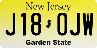 NJ license plate J18OJW