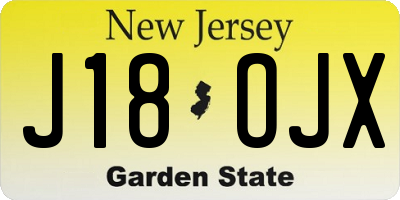 NJ license plate J18OJX
