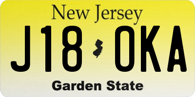 NJ license plate J18OKA