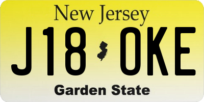NJ license plate J18OKE