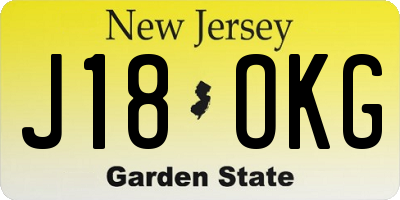 NJ license plate J18OKG