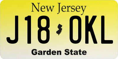 NJ license plate J18OKL