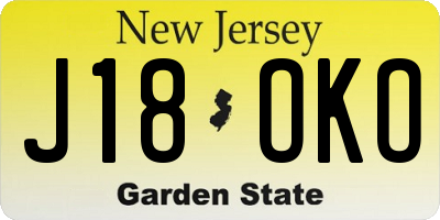 NJ license plate J18OKO