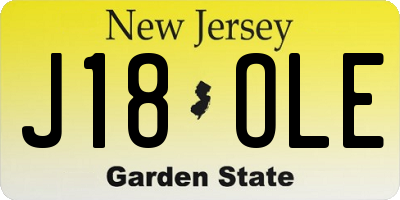 NJ license plate J18OLE