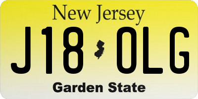 NJ license plate J18OLG