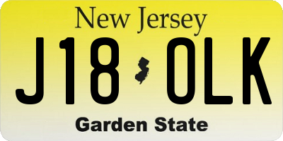 NJ license plate J18OLK