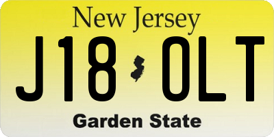 NJ license plate J18OLT