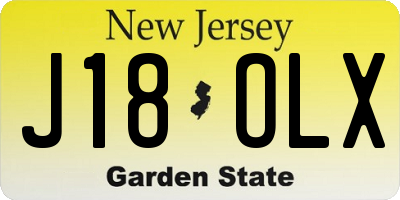 NJ license plate J18OLX