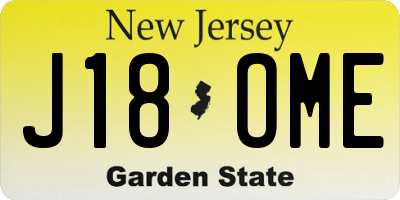 NJ license plate J18OME
