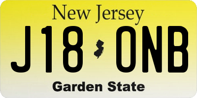NJ license plate J18ONB