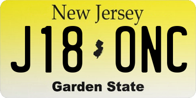 NJ license plate J18ONC