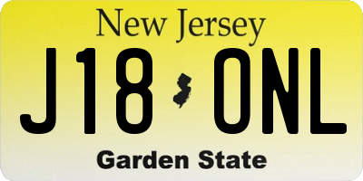 NJ license plate J18ONL