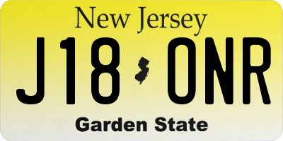 NJ license plate J18ONR