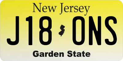 NJ license plate J18ONS