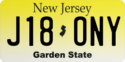 NJ license plate J18ONY