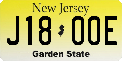 NJ license plate J18OOE