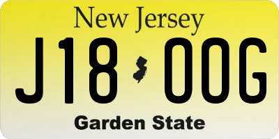 NJ license plate J18OOG