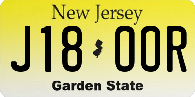 NJ license plate J18OOR