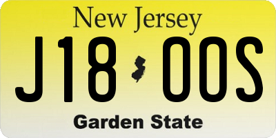 NJ license plate J18OOS