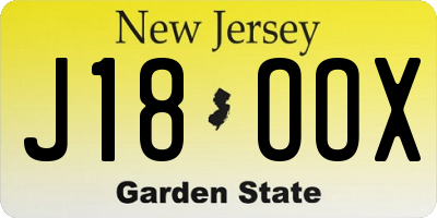 NJ license plate J18OOX