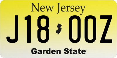 NJ license plate J18OOZ
