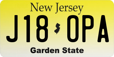 NJ license plate J18OPA