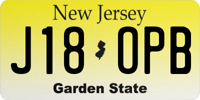 NJ license plate J18OPB
