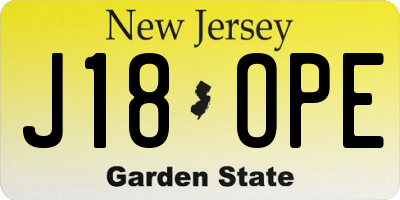 NJ license plate J18OPE