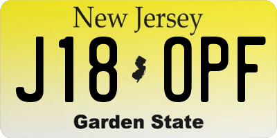 NJ license plate J18OPF