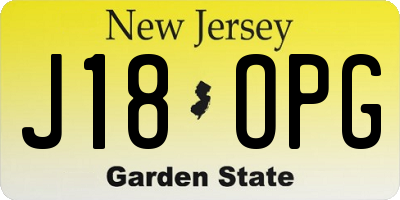 NJ license plate J18OPG