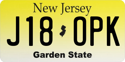 NJ license plate J18OPK