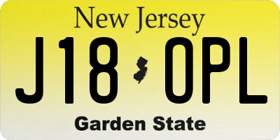 NJ license plate J18OPL